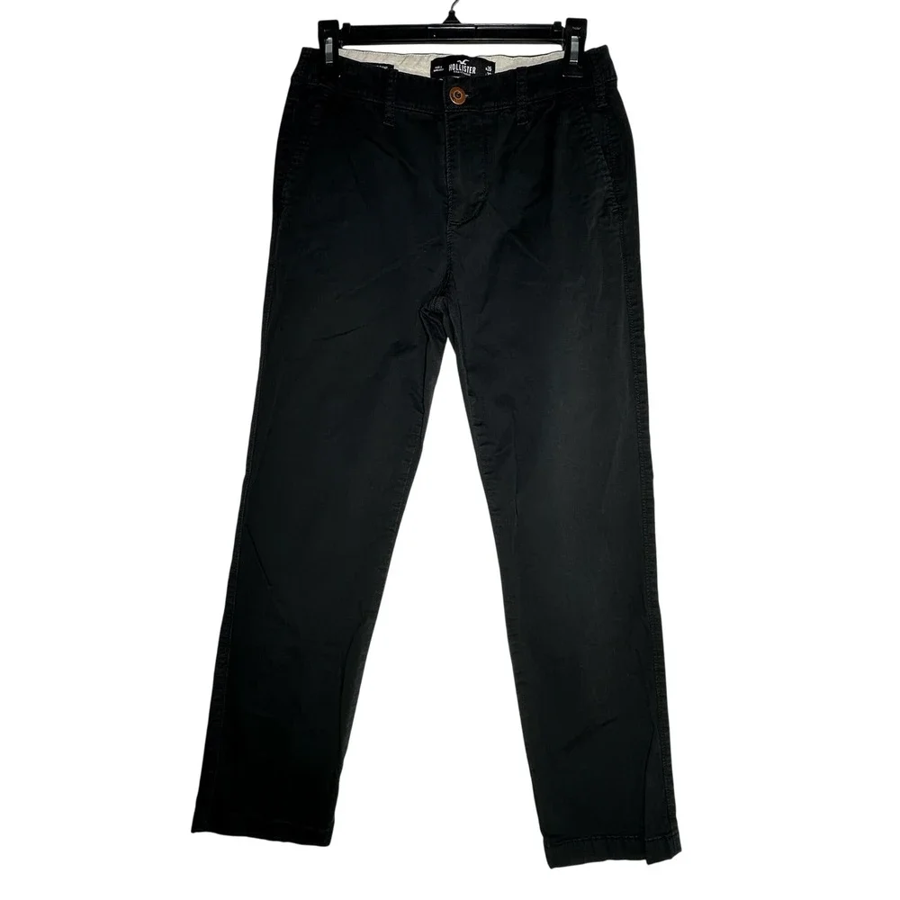 Hollister Epic Flex Slim‎ Straight Chino Pants Mens Black 26x30 Cotton Stretch